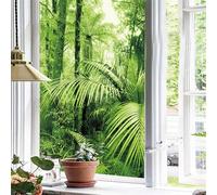 Film Fenetre Anti Regard Feuilles d'arbre Vert Filtre Fenetre Anti Regard Thermique Occultant Window Film Opaque Vitrage Pas De Colle Films pour Fenêtre Electrostatique 45x100cm/2 Pcs