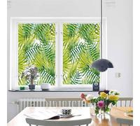 Film Fenetre Anti Regard Feuilles De Palmier Vertes Filtre Fenetre Anti Regard Thermique Occultant Window Film Opaque Vitrage Pas De Colle Films pour Fenêtre Electrostatique 45x100cm/2 Pcs