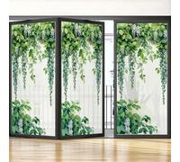 Film Fenetre Anti Regard Feuilles Vert Clair Filtre Fenetre Anti Regard Thermique Occultant Window Film Opaque Vitrage Pas De Colle Films pour Fenêtre Electrostatique 45x100cm/4 Pcs