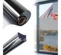 Film Fenetre Anti Regard, Film Adhesif Miroir sans Tain pour Fenetre, Opaque Films Occultant Fenêtre Anti Chaleur, Miroir Protection de la Vie Privée pour Anti Soleil UV (Noir Argent, 40x100cm)