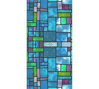 Film Fenetre Anti Regard Film,Opaque Décoratif Vitrail Film pour Vitre,carré Bleu ,Film Electrostatique vitre Non Adhesif,pour Bureau et Cusine Blocage des UV(44.5cmx200cm)