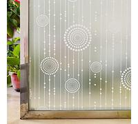 Film Fenetre Anti Regard Film,Opaque Décoratif Vitrail Film pour Vitre, Film Electrostatique vitre Non Adhesif,pour Bureau et Cusine Blocage des UV - Cercle(90cmx200cm)