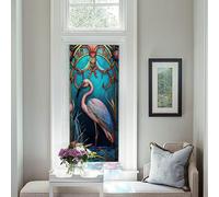 Film Fenetre Anti Regard Flamingo Bleu Rose Filtre Fenetre Anti Regard Film Occultant Fenêtre Salle de Bain Brise Vue Fenetre Electrostatique Films pour Fenêtre Salon 45x90cm/1 Pcs