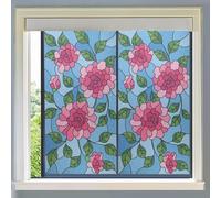 Film Fenetre Anti Regard Fleur Abstraite Vert Filtre Fenetre Anti Regard Thermique Occultant Window Film Opaque Vitrage Pas De Colle Films pour Fenêtre Electrostatique 45x100cm/4 Pcs