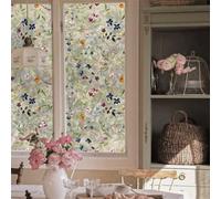 Film Fenetre Anti Regard Fleurs Bleues Orange Film Occultant Fenêtre Film Opaque Vitrage Brise Vue Fenetre Film Occultant Fenetre Auto Adhésif Film Anti Regard Film Vitre Anti Regard 43x100cm/1 Pcs