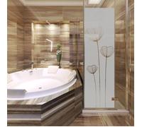 Film Fenêtre Anti Regard Occultant - FLEURS DE PAVOT - Stickers Autocollant Brise-Vue pour Vitre & Porte de Douche - 120x35cm