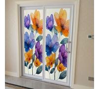 Film Fenetre Anti Regard Plantes Colorées Filtre Fenetre Anti Regard Thermique Occultant Window Film Opaque Vitrage Pas De Colle Films pour Fenêtre Electrostatique 60x116cm/4 Pcs