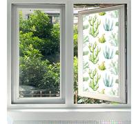 Film Fenetre Anti Regard Plantes Tropicales Vertes Filtre Fenetre Anti Regard Thermique Occultant Window Film Opaque Vitrage Pas De Colle Films pour Fenêtre Electrostatique 45x100cm/4 Pcs