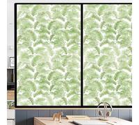 Film Fenetre Anti Regard Plantes Vert Clair Film Occultant Fenêtre Filtre Fenetre Anti Regard Durable Window Electrostatique Salon Salle de Bain Films pour Fenêtre 45x100cm/2 Pcs