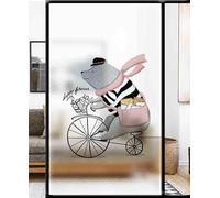 Film Fenetre Anti Regard Vélo Rose Animaux Film Occultant Fenêtre Opaque Vitrage Brise Vue Fenetre Occultant Fenetre Adhesif pour Salle de Bain Cuisine Bureau Maison Chambre 40x60cm/1 Pcs