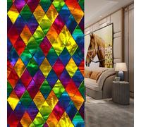 Film Fenetre Anti Regard Vert Jaune Rouge Film Occultant Fenêtre Filtre Fenetre Anti Regard Durable Window Electrostatique Salon Salle de Bain Films pour Fenêtre 60x100cm/1 Pcs