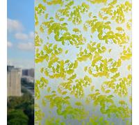 Film Fenetre Ginkgo Biloba Feuilles Vertes Film Vitre Anti Regard Protection de la Vie Privée sans Colle Vinyle pour Salle de Bain Salon Cuisine Décoration Brise Vue Fenetre 50x120 cm