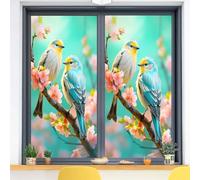 Film Fenetre Oiseau Jaune Bleu Brise Vue Fenetre PVC Imperméable Opaque Thermique Film Vitre Anti Regard pour Salle de Bain Cuisine Bureau Maison Chambre 45x116 cm (1 pièce)