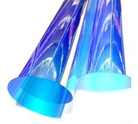 Film holographique transparent en PVC pour décoration de sacs, chaussures, sacs à main, pochettes de papeterie, articles en cuir, sacs à cosmétiques et projets créatifs (20 x 95 cm, bleu)