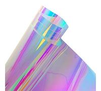 Film holographique Transparent for fenêtre, Film dichroïque irisé for fenêtre, Autocollant décoratif for Verre, Rouleau de cellophane Arc-en-Ciel Auto-adhésif(50x200 cm)
