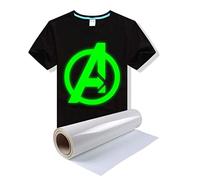 Film HTV phosphorescent : vinyle thermocollant blanc réfléchissant pour loisirs créatifs et vêtements | Vinyle lumineux à transfert thermique et durable | Idéal pour les t-shirts, sacs et cadeaux |