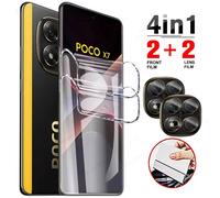 Film Hydrogel 4 En 1 Pour Poco X7 X6 X5 X4 Pro X3 Nfc,Pas De Film En Verre Pour Poco F7 F6 F5 M6 Pro C75 C65,Protecteur D'écran À Couverture Complète.For Poco C40.2film 2lens