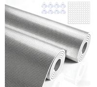 Film Isolant Fenêtre Aluminium Double Face, Couverture Thermique Réfléchissante 3 Couches avec Ventouses Et Pastilles Adhésives, Rideau Occultant pour Camping-Car, Véranda, Garage(50x65cm)