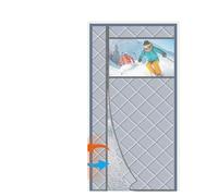 Film isolant fenetre Rideaux de porte à isolation magnétique, extérieur visible, poignée universelle gauche et droite pour l'Hiver)(W90cm*H200cm)