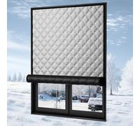 Film Isolant pour Fenêtre 120 x 175 cm Coupe-Vent et Insonorisant, Isolant Thermique Rideaux Hivernage Pas Besoin de Percer des Trous Personnalisable pour l'hiver, Gris