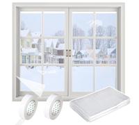 Film Isolant pour FenêTre,Kit Isolant pour Porte et FenêTre 1.6mX11m,Film de Survitrage Thermo,Film Isolant Transparent,Kit D'Isolation de Fenêtre,Film Isolant pour Fenêtre pour l'Hiver