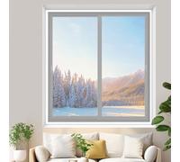 Film Isolant Thermique pour Fenêtre Transparent, Film Isolant Fenetre Anti Froid Coupe-Vent pour Chambre Bureau Véranda Salle de Classe avec Sangles Adhésives(Blanc,150x130cm)