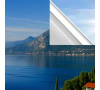 Film Miroir pour Fenêtres, AUSSI EN GRANDES TAILLES (44 x 400 cm), Unidirectionnel, Réfléchissant, Intimité, Occultant, UV 99%, Régulation de la Chaleur, Verre (Argent - SANS ADHÉSIF)