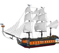 Film MOC Bateau pirate modèle, blocs de construction écologiques, avec instruction-a