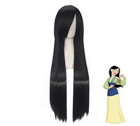 Film Mulan Cosplay perruque 80 cm noir longue droite princesse femmes filles synthétique Halloween fête jeu de rôle perruques