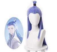 Film Nezha Nuzar Nalakuvara Cosplay perruque longue droite violet résistant à la chaleur synthétique cheveux Costume jeu de rôle perruques + casquette de perruque