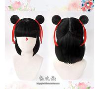 Film Nezha Nuzar Nalakuvara perruque perruque de Cosplay cheveux synthétiques résistant à la chaleur avec ruban rouge + bonnet de perruque gratuit