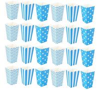 Film Night Popcorn paper box avec motif vertical point Wave Color mode vintage Party design rouge blanc nostalgie carnaval Stripe sac et baignoire (2x2.8x4.8 pouces) (Bleu ~ 24 paquets)