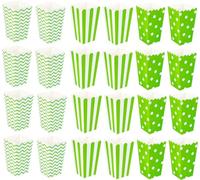Film Night Popcorn paper box avec motif vertical point Wave Color mode vintage Party design rouge blanc nostalgie carnaval Stripe sac et baignoire (2x2.8x4.8 pouces) (Vert ~ 24 paquets)