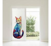 Film Occultant Fenêtre Chat Géométrique Coloré Film Fenetre Anti Regard Film Opaque Vitrage Film Anti Regard Auto Adhésif Brise Vue Fenetre Film Fenetre Fenetre Occultant Fenetre 60x116cm/1 Pcs