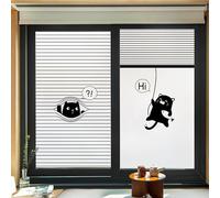 Film Opaque Fenetre Chat Noir Rayé Brise Vue Fenetre Stickers Fenetre Film Vitre Anti Regard Film Electrostatique Vitre pour Bureau Maison Film Opaque Vitrage 2Pcs (50x90 cm)