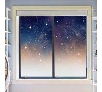 Film Opaque Fenetre Ciel Étoilé Bleu Brise Vue Fenetre Stickers Fenetre Film Vitre Anti Regard Film Electrostatique Vitre pour Bureau Maison Film Opaque Vitrage 2Pcs (80x150 cm)