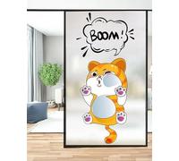Film Opaque Vitrage Chat Animal Orange Brise Vue Fenetre Electrostatique Pas De Colle Film Vitre Anti Regard Salle de Bain Bureaux Opaque Fenetre(70x200 cm)