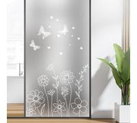Film Opaque Vitrage Fleur De Cœur Blanc Stickers Fenetre Réutilisable Film Vitre Anti Regard Electrostatique Brise Vue Fenetre pour Salle de Bain Cuisine Salon 50x90 cm