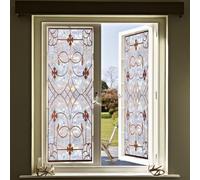 Film Opaque Vitrage Géométrie Or Rose Film Opaque Fenetre Anti Regard Electrostatique Pas De Colle Brise Vue Fenetre pour Salle de Bain Bureau Cuisine 58x160 CM/ 2 Pcs