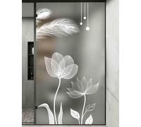 Film Opaque Vitrage Motif De Fleurs Blanches Stickers Fenetre Electrostatique Film Vitre Anti Regard Bureaux Salle de Bain Cuisine Brise Vue Fenetre Opaque 50x120 cm