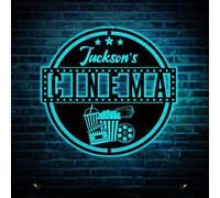 Film personnalisé et Popcorn Metal Wall Art LED Light Custom Family Cinema Home Theater Nom Signe Home Decor Theatre Decor Cadeau d’anniversaire de Noël