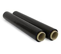 Film pour emballer 50 cm de large et étirable jusqu'à 300 mètres de longueur - Rouleau de film élastique manuel pour emballage industriel - Ofituria (Noir, 2 Rouleaux)