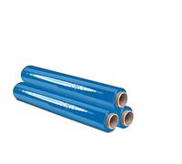 Film pour emballer 50 cm de large et étirable jusqu'à 300 mètres de longueur - Rouleau de film élastique manuel pour emballage industriel - Ofituria (Bleu, 3 Rouleaux)