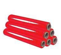 Film pour emballer 50 cm de large et étirable jusqu'à 300 mètres de longueur - Rouleau de film élastique manuel pour emballage industriel - Ofituria (Rouge, 6 Rouleaux)