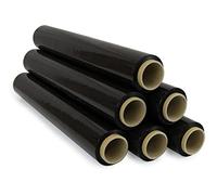 Film pour emballer 50 cm de large et étirable jusqu'à 300 mètres de longueur - Rouleau de film élastique manuel pour emballage industriel - Ofituria (Noir, 6 Rouleaux)