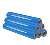 Film pour emballer 50 cm de large et étirable jusqu'à 300 mètres de longueur - Rouleau de film élastique manuel pour emballage industriel - Ofituria (Bleu, 6 Roleau)