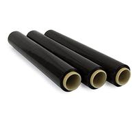 Film pour emballer 50 cm de large et étirable jusqu'à 300 mètres de longueur - Rouleau de film élastique manuel pour emballage industriel - Ofituria (Noir, 3 Rouleaux)