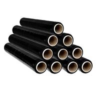 Film pour emballer 50 cm de large et étirable jusqu'à 300 mètres de longueur - Rouleau de film élastique manuel pour emballage industriel - Ofituria (Noir, 10 Rouleaux)