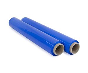Film pour emballer 50 cm de large et étirable jusqu'à 300 mètres de longueur - Rouleau de film élastique manuel pour emballage industriel - Ofituria (Bleu, 2 Roleau)