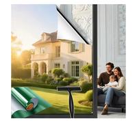 Film pour Fenêtre Miroir sans Tain - Protection Solaire & Anti-UV - Film Adhésif pour Intimité à la Maison, Anti-Chaleur, Anti-Reflet, Matière Pet (Nano Green Silver,60 * 400cm)